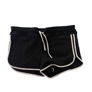 Athleta Running Shorts Black/White Trim Brief Lined Stretch Sz Large